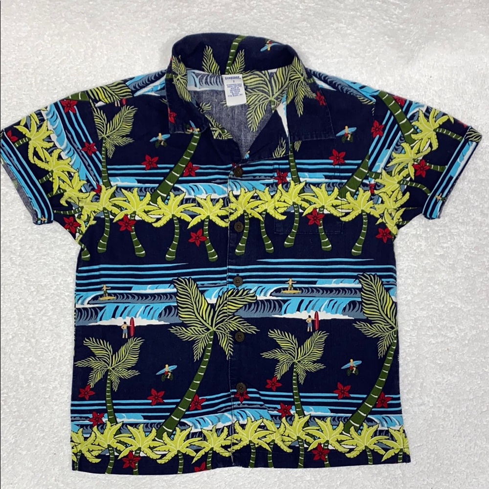 Vintage Gymboree Hawaiian Tropical surfer short sleeve button down size 7